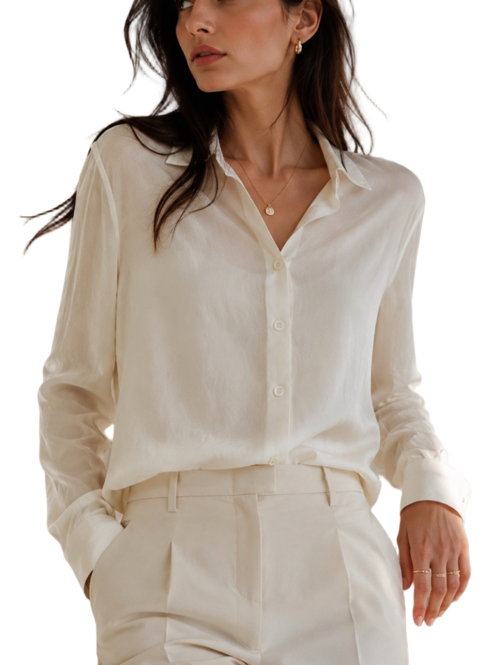 Everlane 100% Silk Ivory Button Down Shirt Blouse Size 6 Quiet Luxury